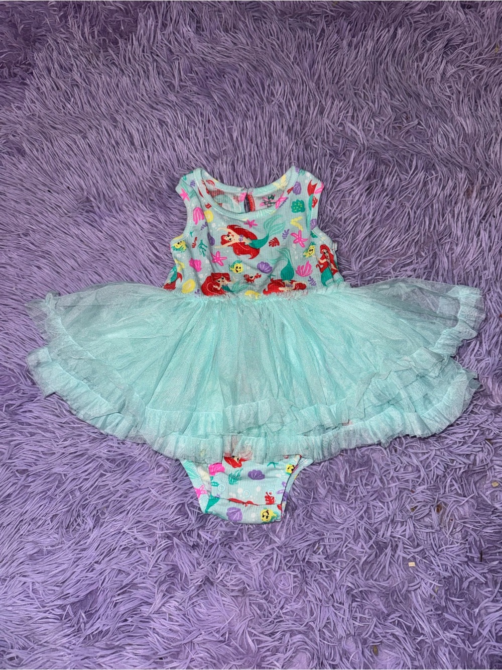 Mermaid Tulle Tutu Onesie - Aqua & Multicolor
